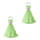 Mini Tassel 2cm - Silver-neon mint green